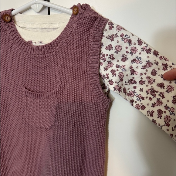 CARTERS baby girl knit overall tshirt set; baby girl gifts; baby girl clothes - Picture 9 of 11